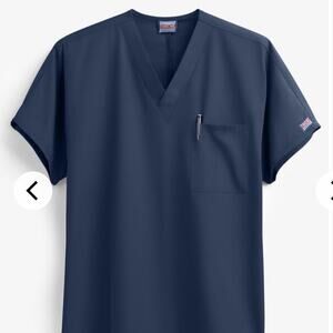 Cherokee Workwear Scrub Top Originals Unisex Medium Navy Blue V-Neck Medical Top
